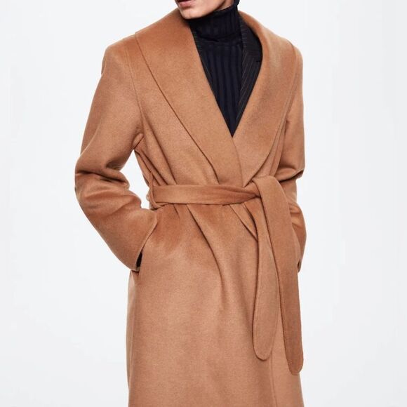 Iconic Mango 76% Wool Handmade Belted Coat Old Money - Picture 12 of 13